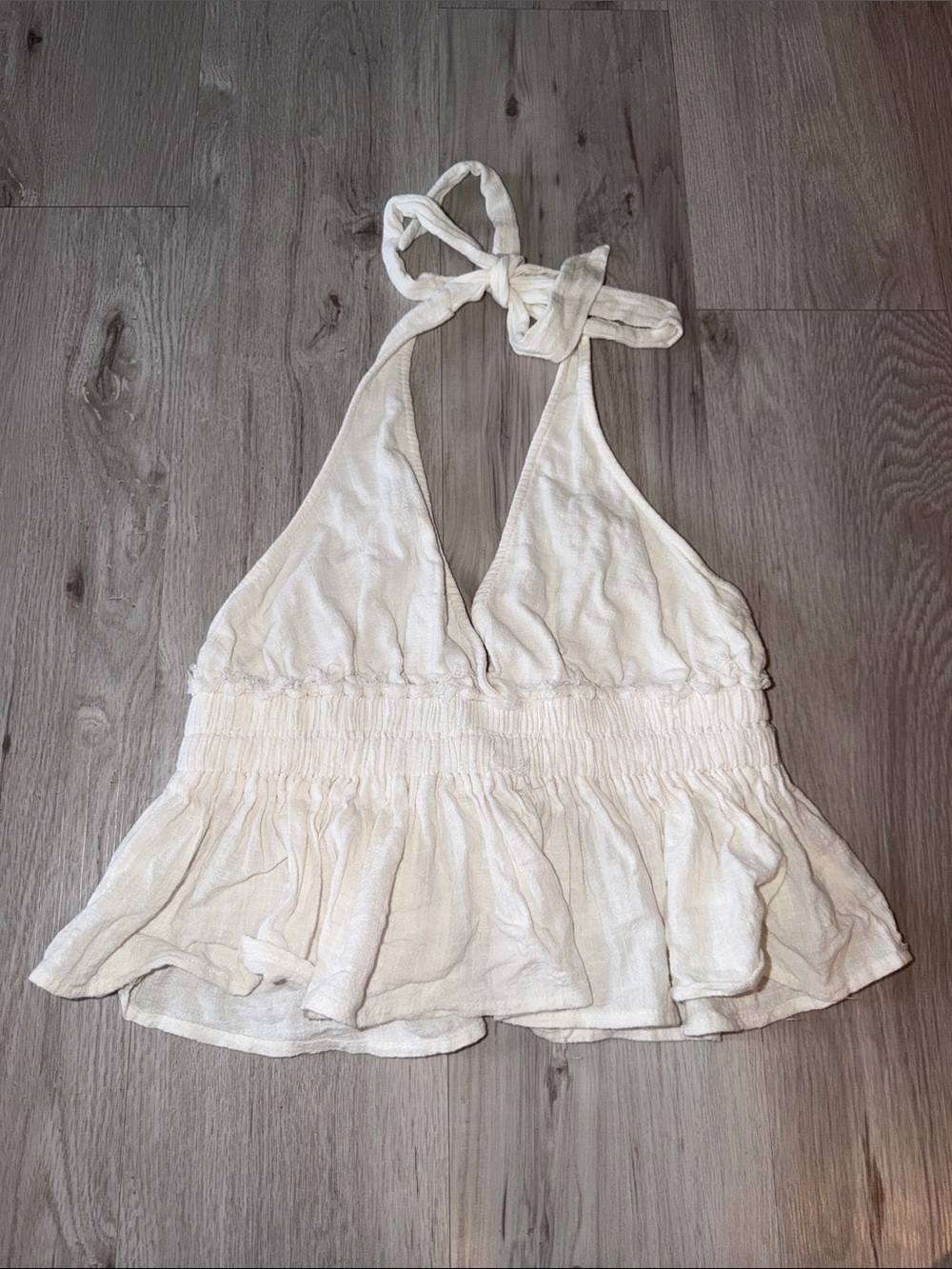 Women's Halter Ruffle Peplum Camisole - White